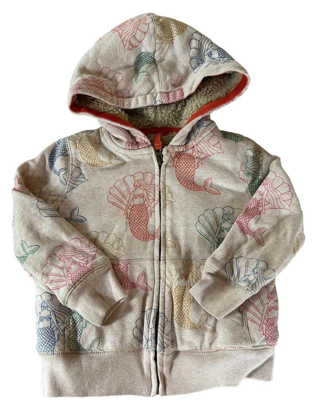 Mini Boden Mermaid Shaggy Lined Zip Hoodie 2-3